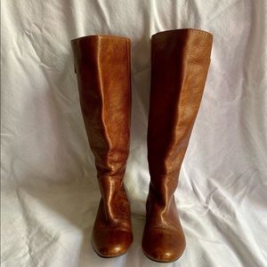 STEVE MADDEN Intyce leather boots. Cognac color. Size 7.5. Used.